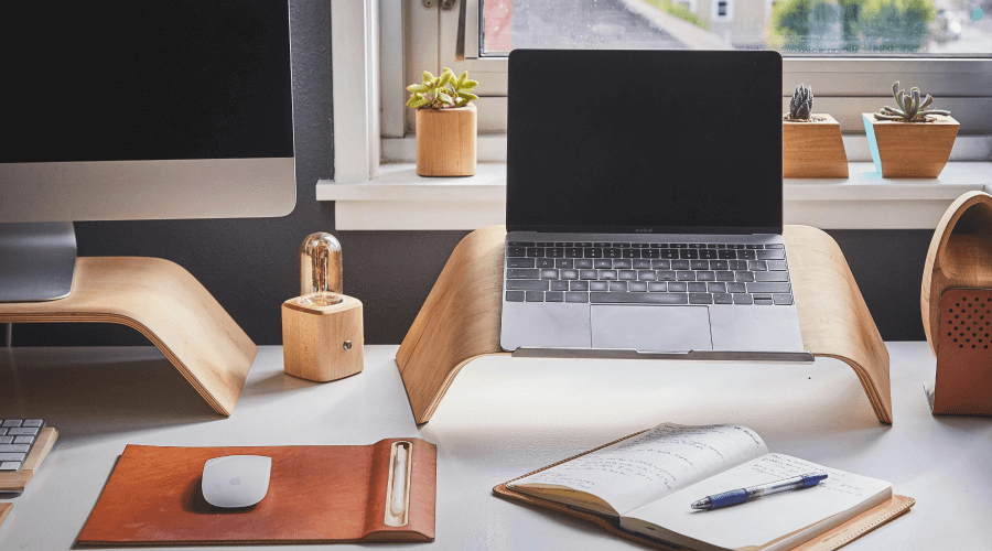 work desk with Laptop.